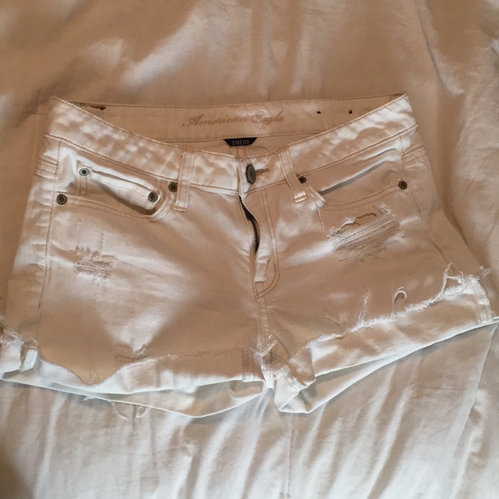 White ripped jean shorts American Eagle